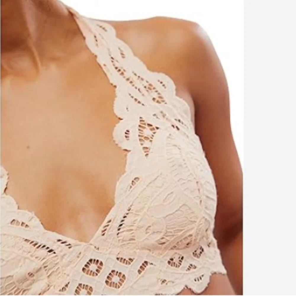 new FREE PEOPLE Adella Halter Bra in Almond Cream 257 1t4 - Picture 5 of 5